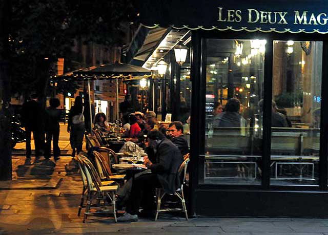 If he gets up before noon he might feel like breakfast. He has two choices - he can go to the Deux Magots and have a hot chocolate and a fresh croissant with a tiny pot of strawberry jam.