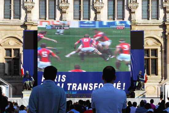 The 2007 Rugby World Cup on screen at the Htel de Ville, Paris Saturday, September 8, 2007