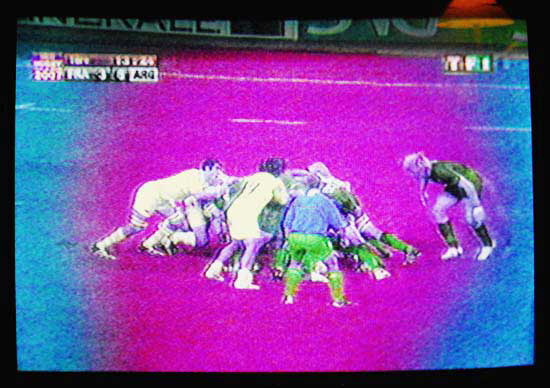 Wolrd Cup rugby on a bad TV in Paris
