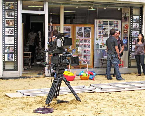 Sand on Daguerre in front of Varda's DVD shop 