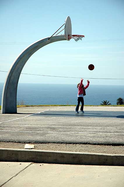 Basketball in the sky, Angels Gate Park  