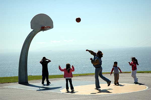 Basketball in the sky, Angels Gate Park  