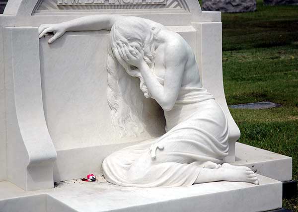 Weeping figure at Hollywood Forever Memorial Park