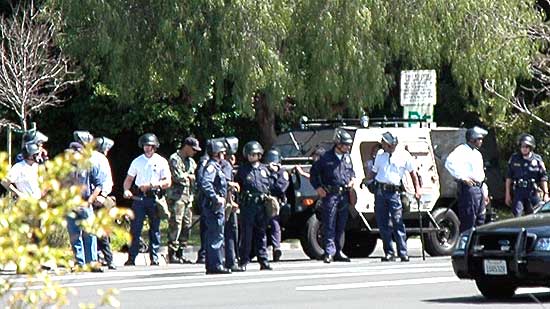 Police at  the gardens of Greystone Mansion