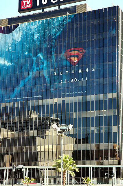 Superman Returns promo on office building wall...