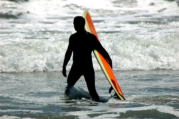 Surfer at Huntington Beach, Surf City, USA
