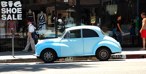 A Morris Minor 1000 parked on Fairfax Avenue -