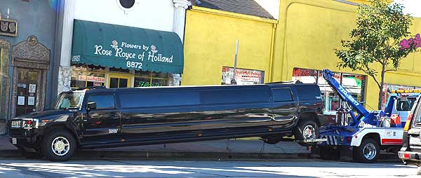 Dead Hummer limo on Sunset - November 19, 2005