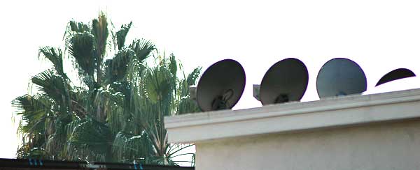 Tiny satellite dishes on the roof in Hollywood