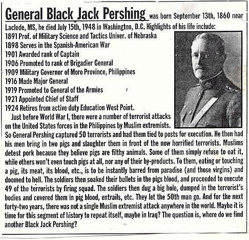 "Black Jack" Pershing and pig's blood...