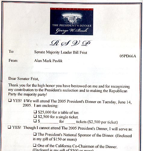 Invitation to Bush Dinner