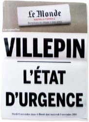 Tuesday, 8 November 2005 - front page of Le Monde
